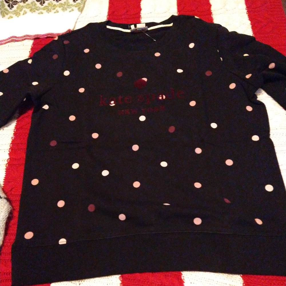 New beautiful Kate Spade medium size women's sweaters with pink poke dot.